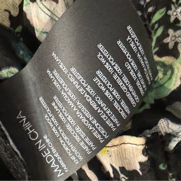 Club Monaco Black Top with Green Floral Hem - Picture 6 of 7